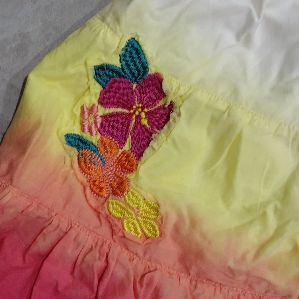 Place & Poof Girl Size 10/12 Colorful Skirt & Long Sleeve Open Top - Excellent
